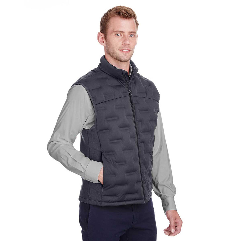 North End Men's Carbon/Black Heather/Black Pioneer Hybrid Vest