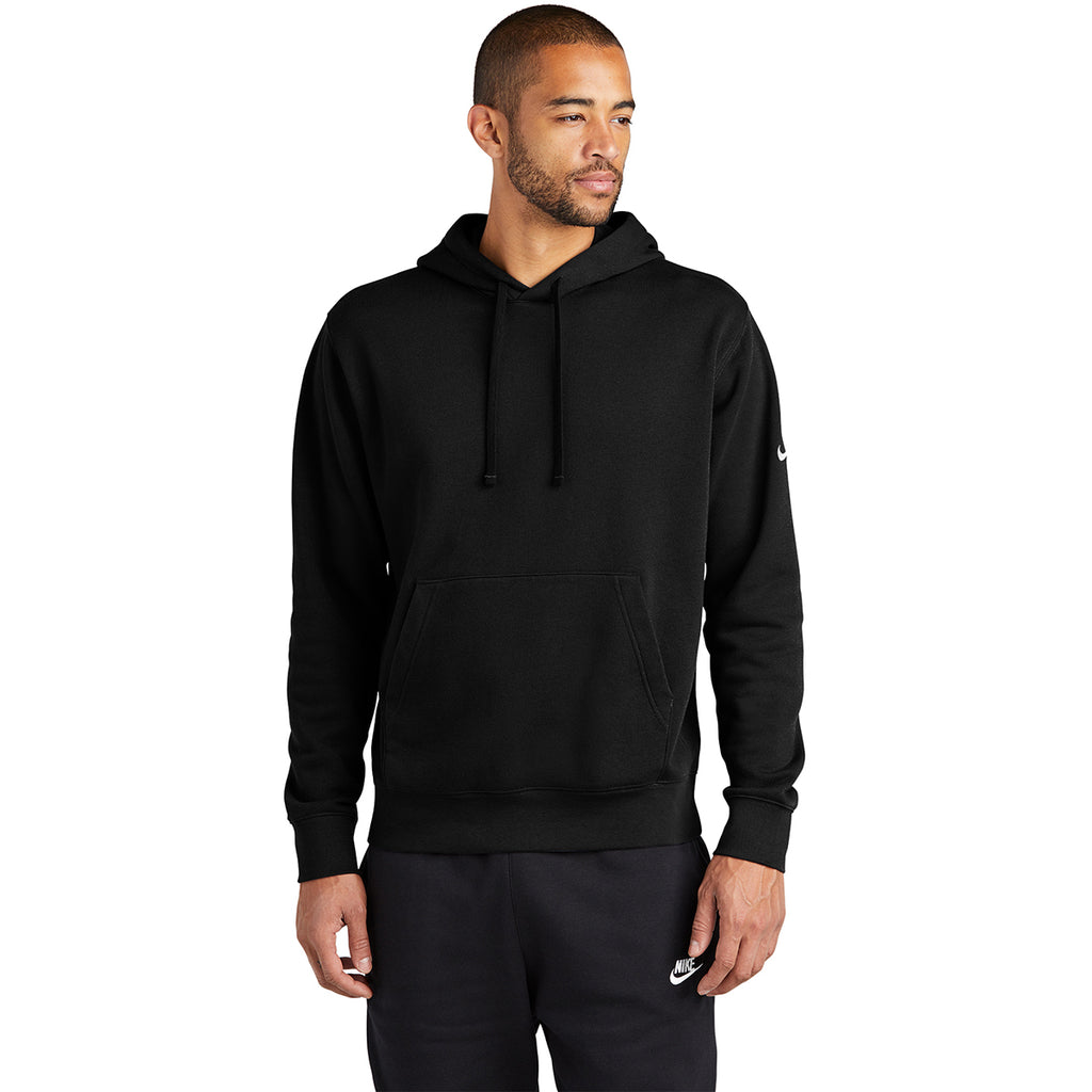 Nike Men's Black Club Fleece Sleeve Swoosh Pullover Hoodie