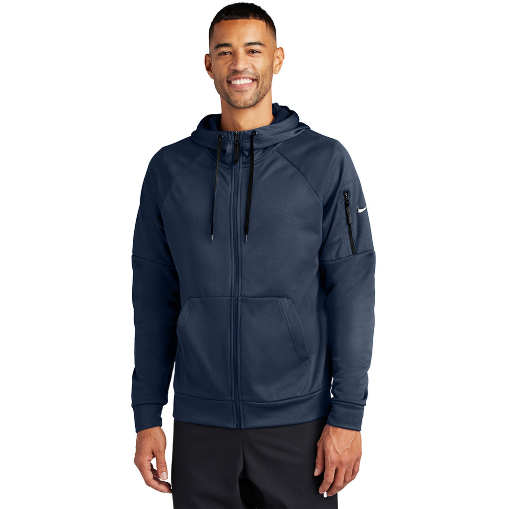 Nike Men's Navy Therma-FIT Pocket Full-Zip Fleece Hoodie