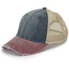 Adams Men's Navy/ Burgundy 6-Panel Pigment-Dyed Distressed Trucker Cap