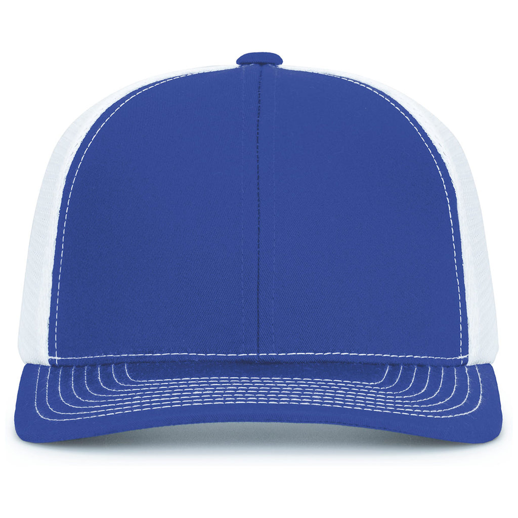 Pacific Headwear Royal/White/RoyalContrast Stitch Trucker Pacflex Snapback Cap