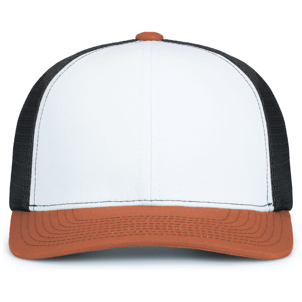 Pacific Headwear White/Light Charcoal/RustContrast Stitch Trucker Pacflex Snapback Cap