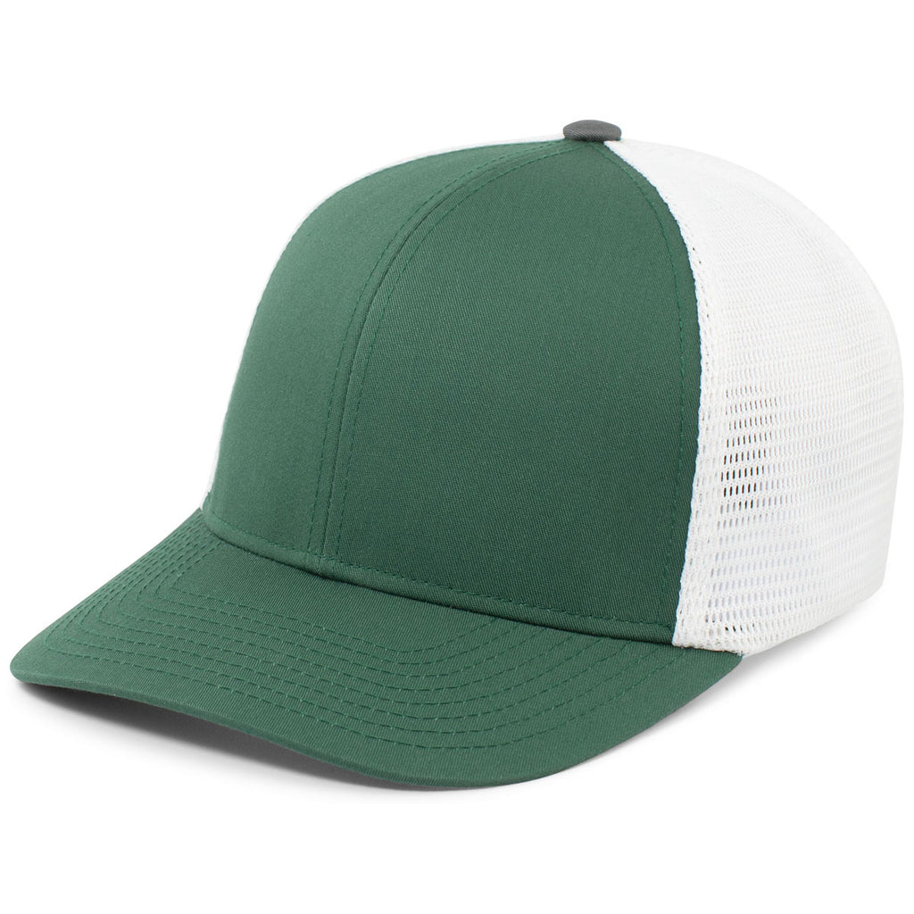 Pacific Headwear Dark Green/White/Dark Green Fusion Trucker Cap