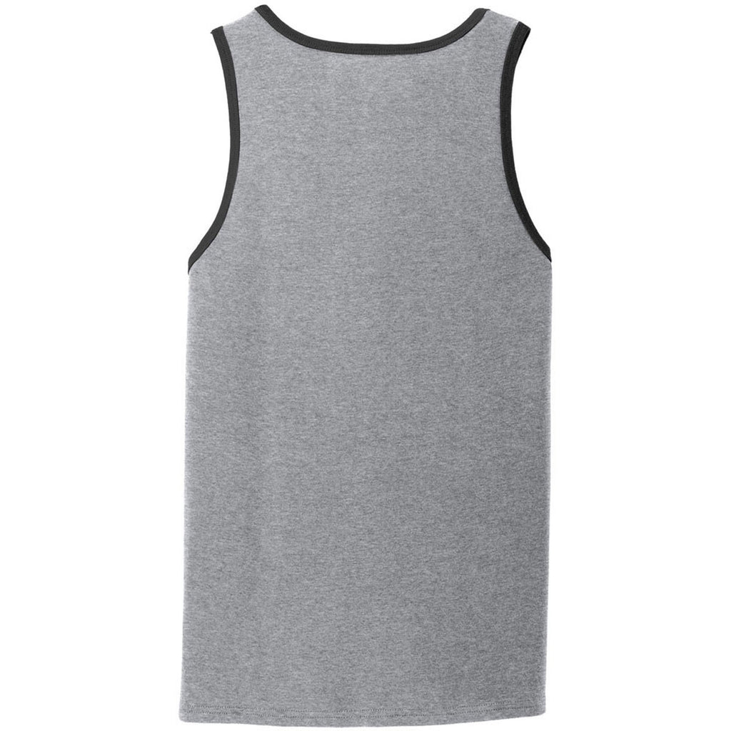 Port & Company Men's Athletic Heather/Jet Black Core Cotton Tank Top