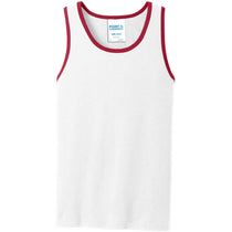 Port & Company Men's White/Red Core Cotton Tank Top