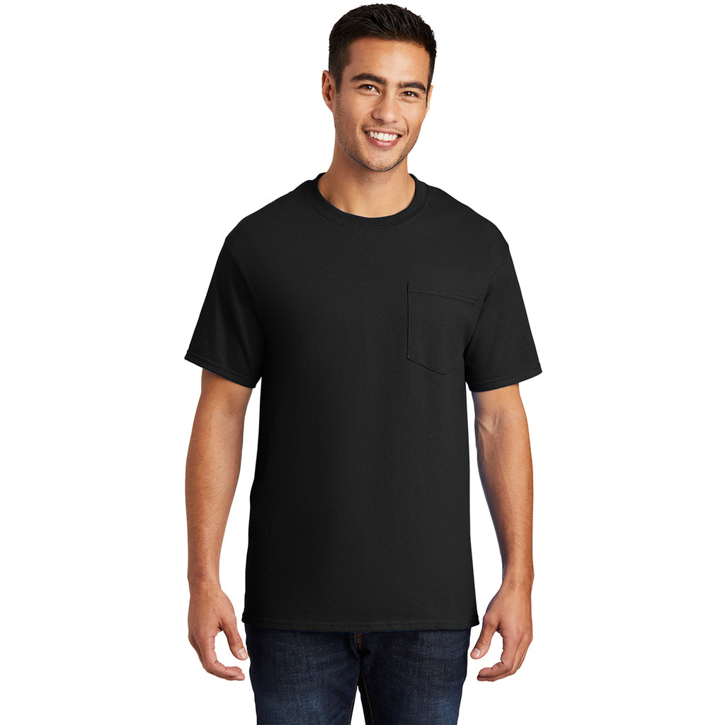 Port & Company Men's Jet Black Essential Pocket Tee