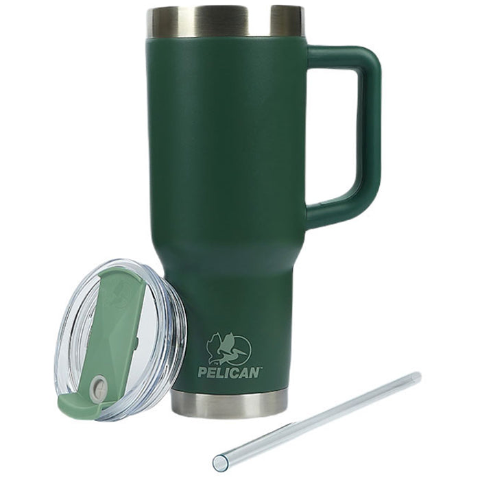 Pelican Green Porter 40 oz. Recycled Double Wall Stainless Steel Travel Tumbler