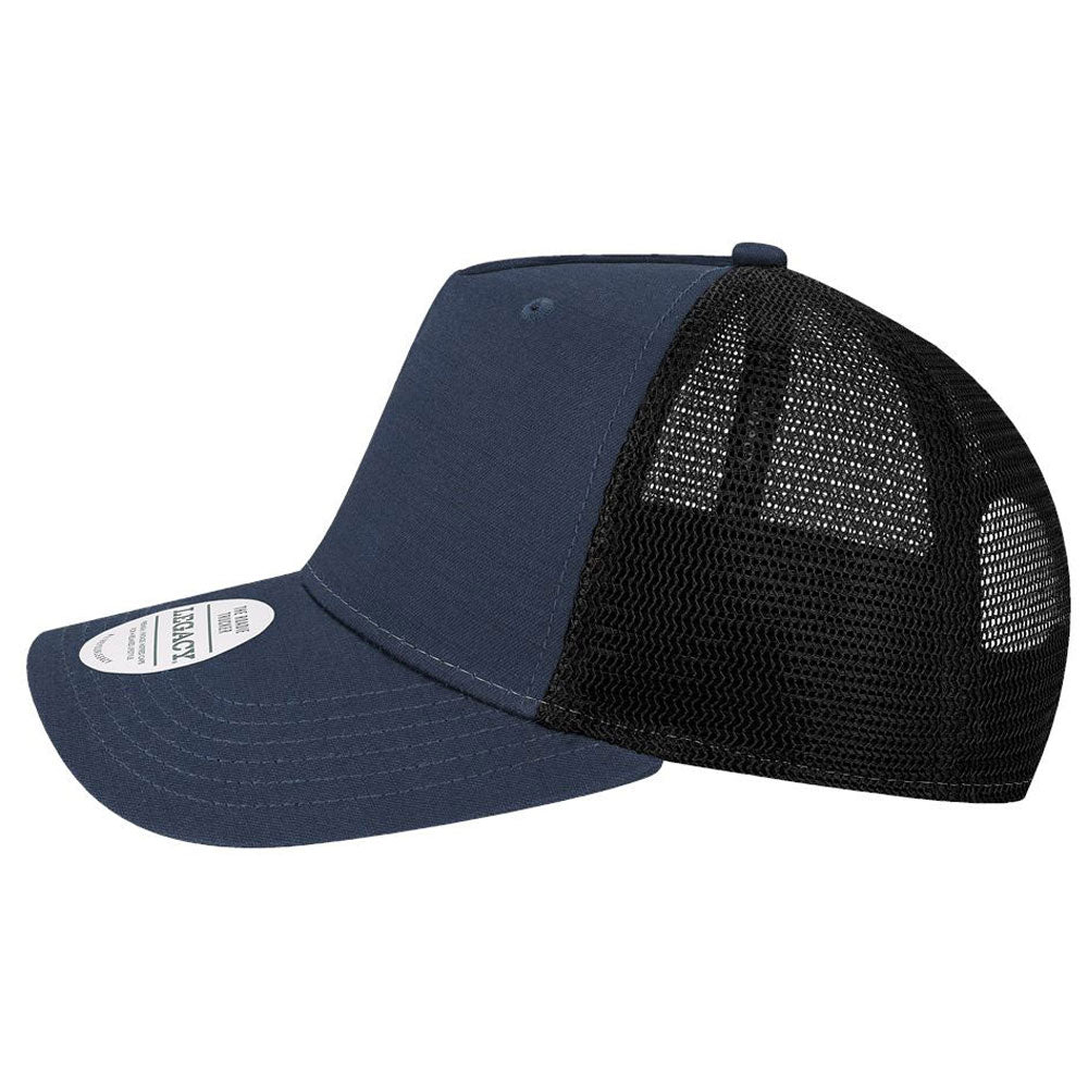 Legacy Navy Slub/Black Five-Panel Trucker Cap