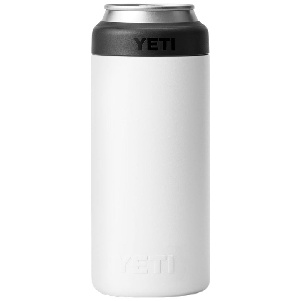 YETI White Rambler 12 oz Colster Slim Can Cooler