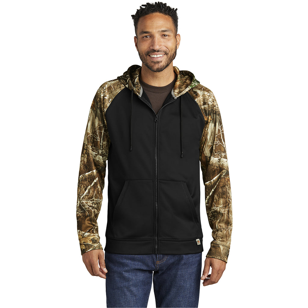 Russell Outdoors Men's Black/ Realtree Edge Realtree Performance Colorblock Full Zip Hoodie