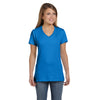 Hanes Women's Bluebell Breeze 4.5 oz. 100% Ringspun Cotton nano-T V-Neck T-Shirt