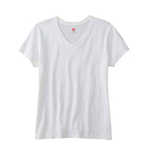 Hanes Women's White 4.5 oz. 100% Ringspun Cotton nano-T V-Neck T-Shirt