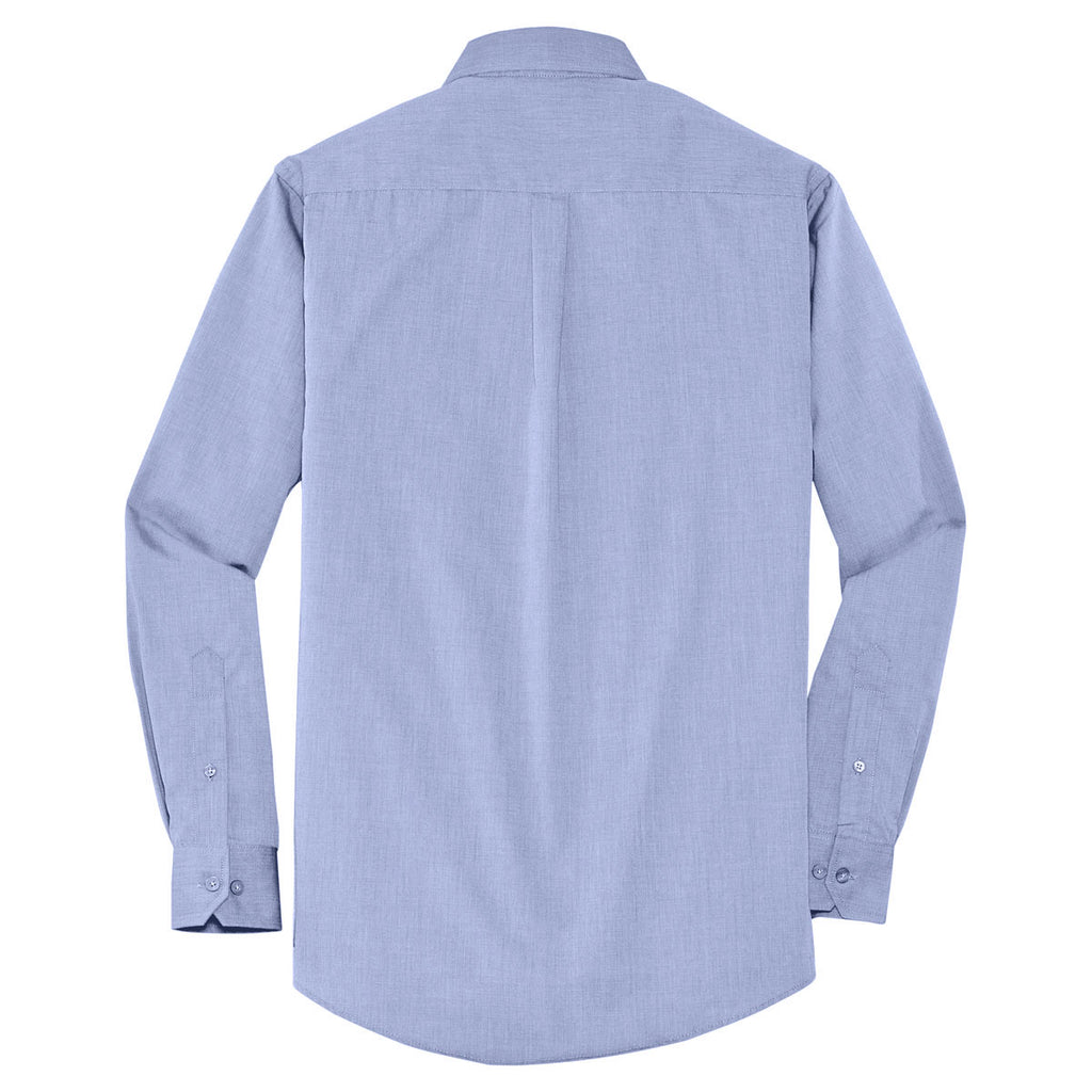 Port Authority Men's Chambray Blue Crosshatch Easy Care Shirt