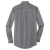 Port Authority Men's Black/Charcoal Long Sleeve Gingham Easy Care Shirt