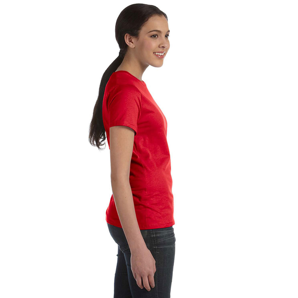 Hanes Women's Deep Red 4.5 oz. 100% Ringspun Cotton nano-T T-Shirt