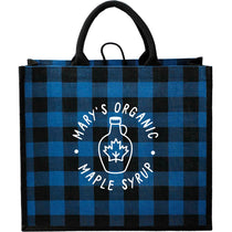 Bullet Blue Buffalo Plaid Printed Jute Tote