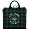 Bullet Green Buffalo Plaid Printed Jute Tote