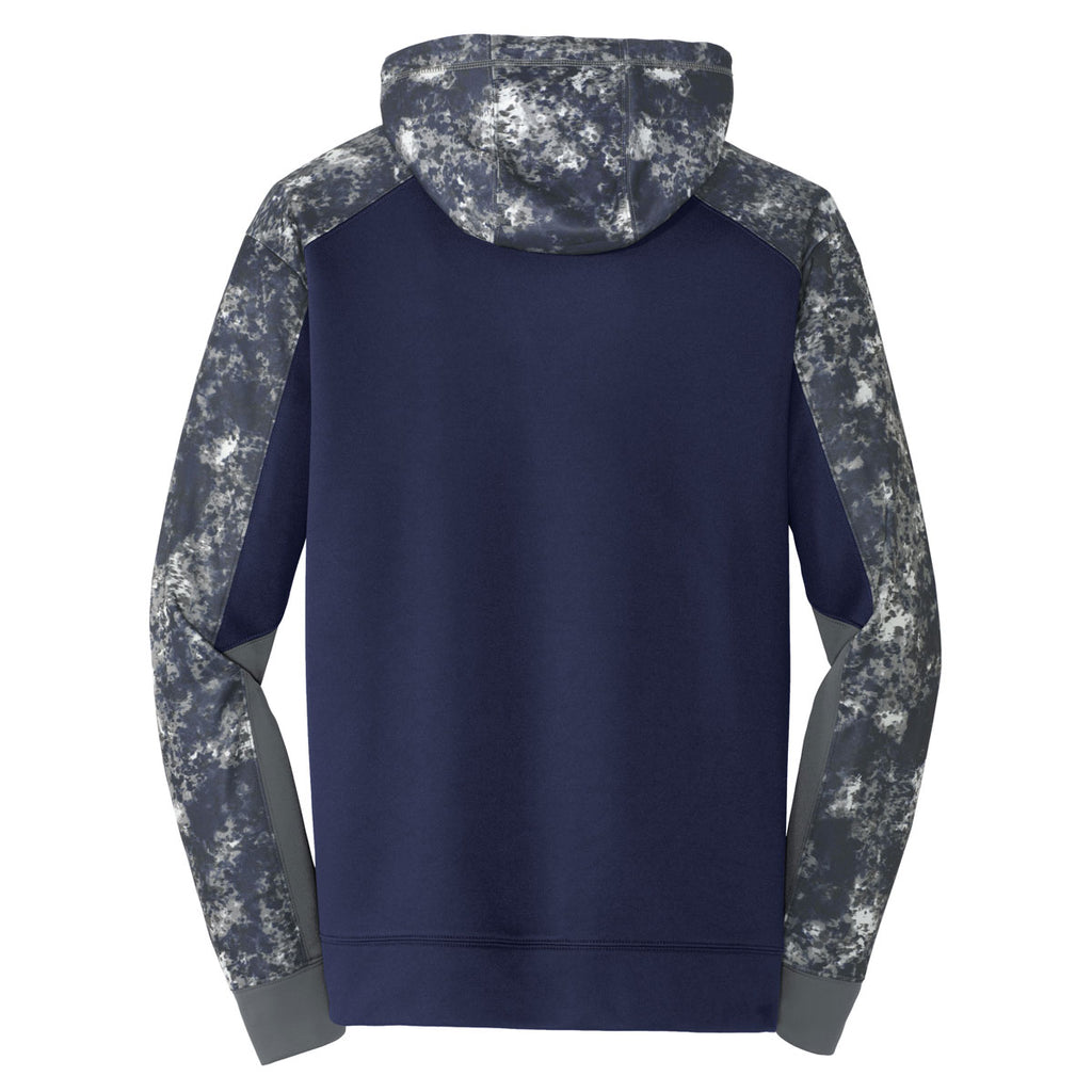 Sport-Tek Men's True Navy/Navy Sport-Wick Mineral Freeze Fleece Colorblock Hooded Pullover