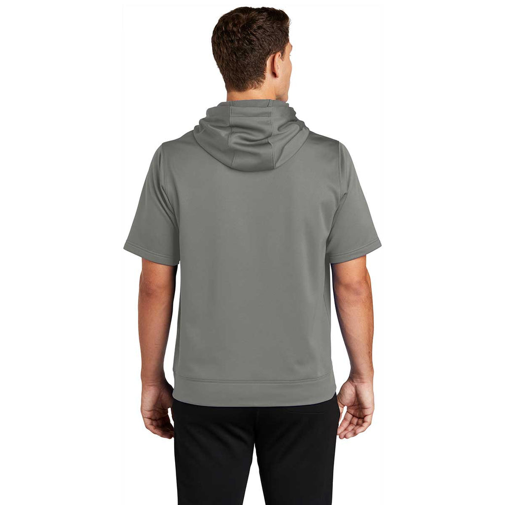 Sport-Tek Men's Dark Smoke Grey Sport-Wick Fleece Short Sleeve Pullover Hoodie