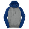 Sport-Tek Men's True Royal/Vintage Heather Raglan Colorblock Pullover Hooded Sweatshirt