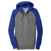 Sport-Tek Men's Vintage Heather/True Royal Raglan Colorblock Full-Zip Hooded Fleece Jacket