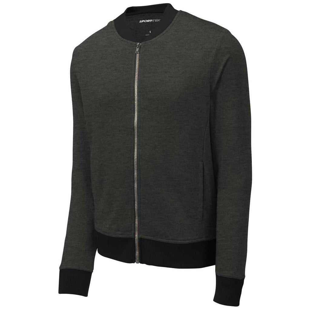 Sport-Tek Men's Heather Black Lightweight French Terry Bomber