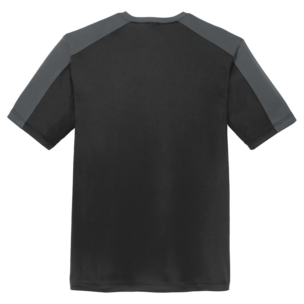 Sport-Tek Men's Black/ Iron Grey PosiCharge Competitor Sleeve-Blocked Tee