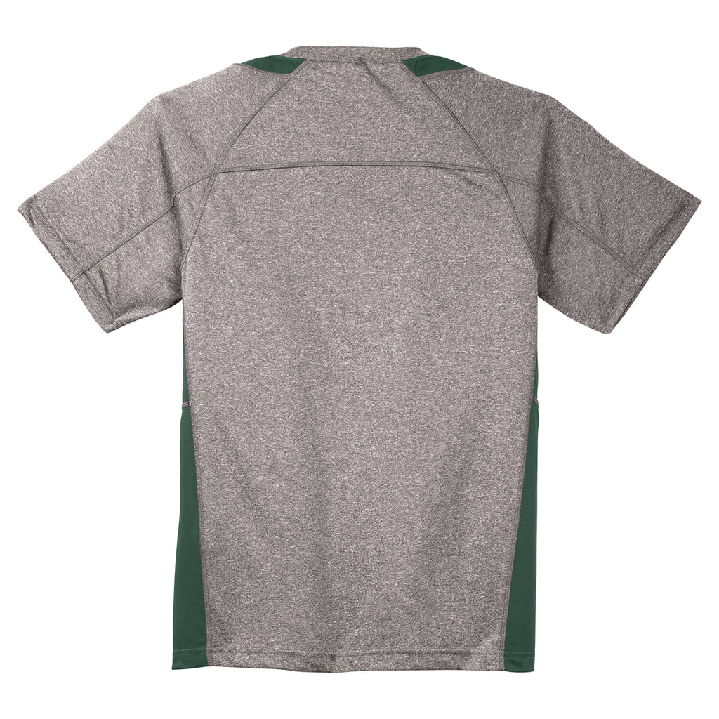 Sport-Tek Men's Vintage Heather/Forest Green Heather Colorblock Contender Tee