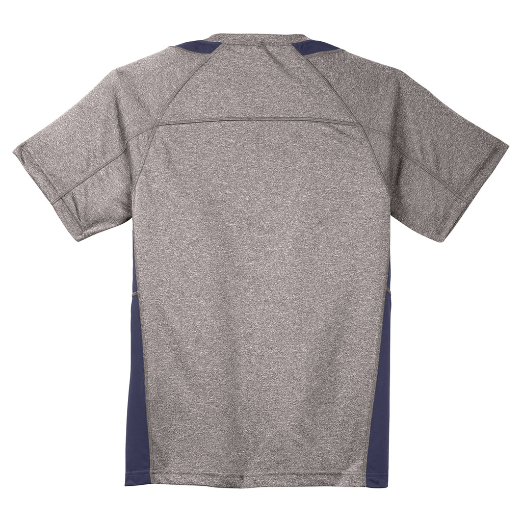 Sport-Tek Men's Vintage Heather/True Navy Heather Colorblock Contender Tee