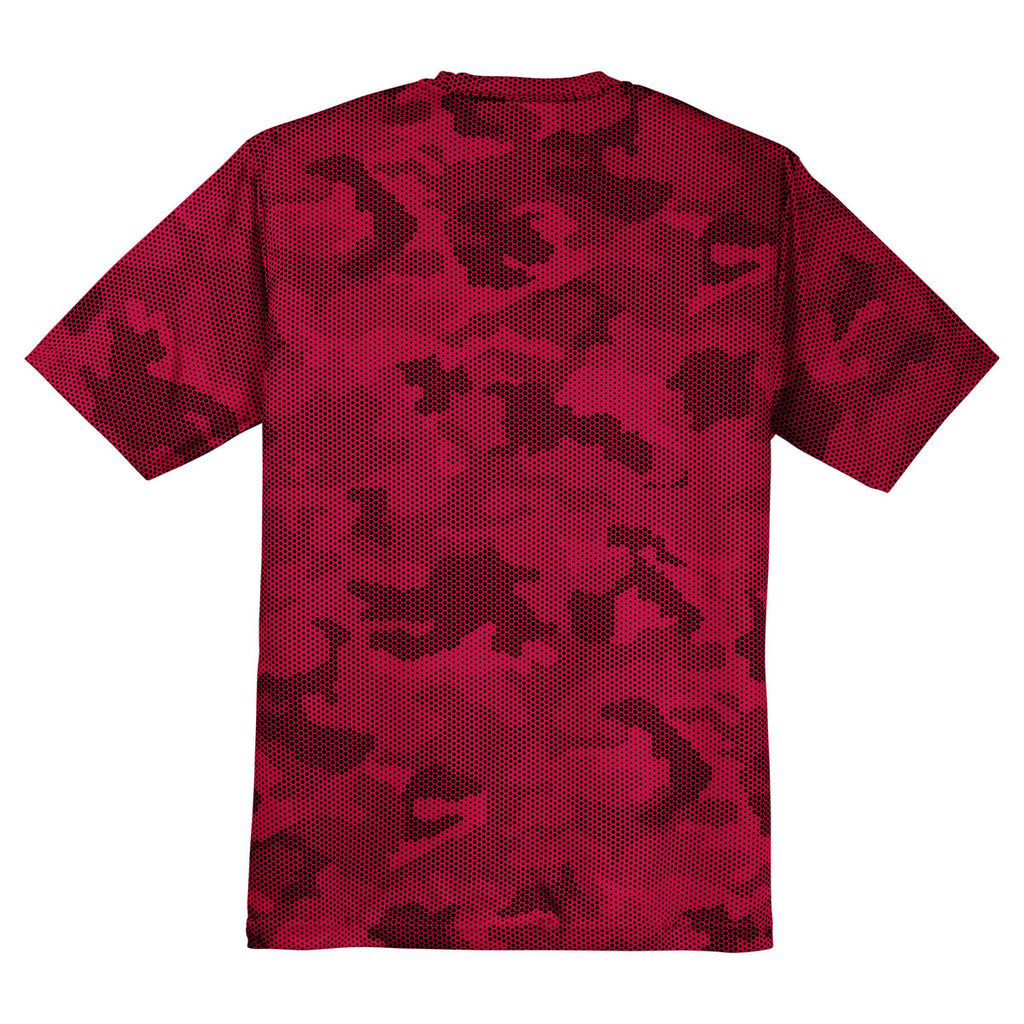 Sport-Tek Men's Deep Red CamoHex Tee