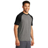 Sport-Tek Men's Black Triad Solid/Dark Grey Heather PosiCharge Tri-Blend Wicking Raglan Tee