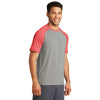 Sport-Tek Men's True Red Heather/Light Grey Heather PosiCharge Tri-Blend Wicking Raglan Tee