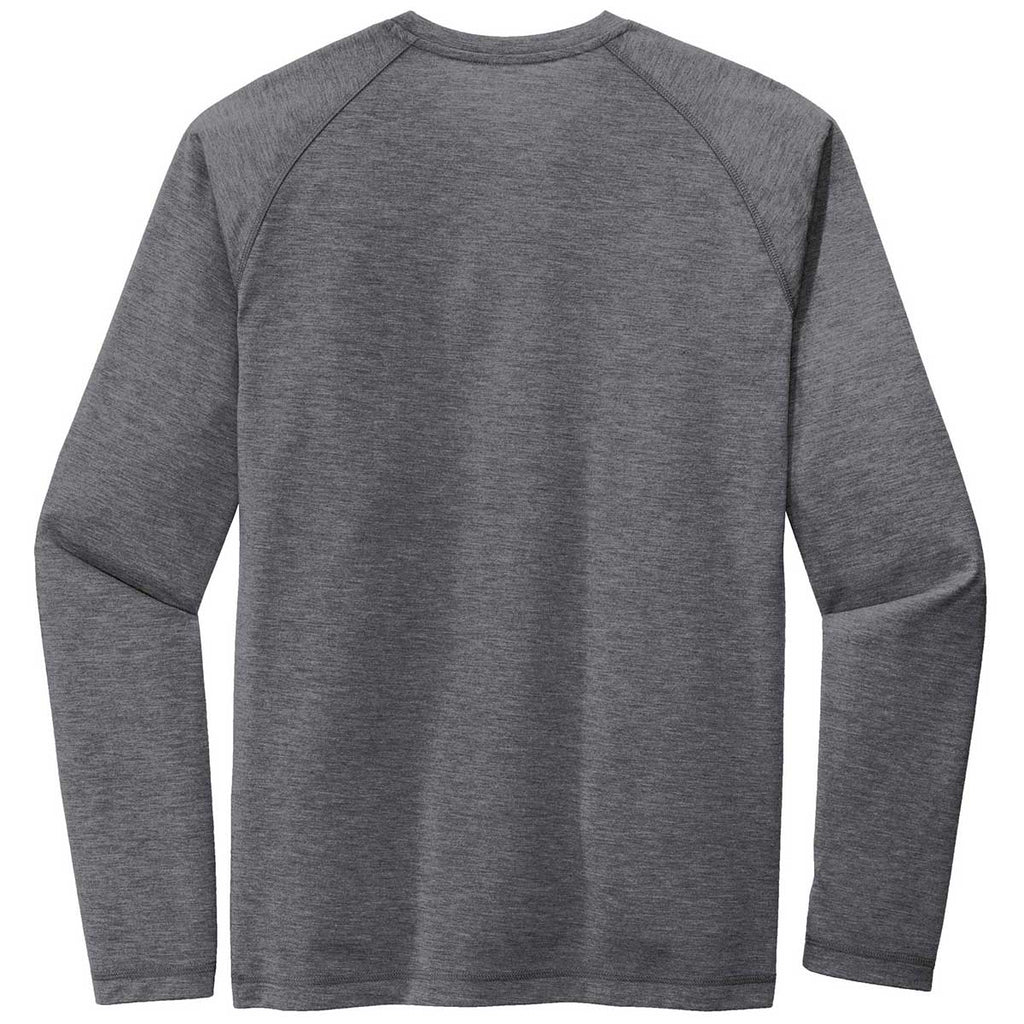 Sport-Tek Men's Dark Grey Heather PosiCharge Long Sleeve Tri-Blend Wicking Raglan Tee