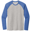 Sport-Tek Men's True Royal Heather/Light Grey Heather PosiCharge Long Sleeve Tri-Blend Wicking Raglan Tee