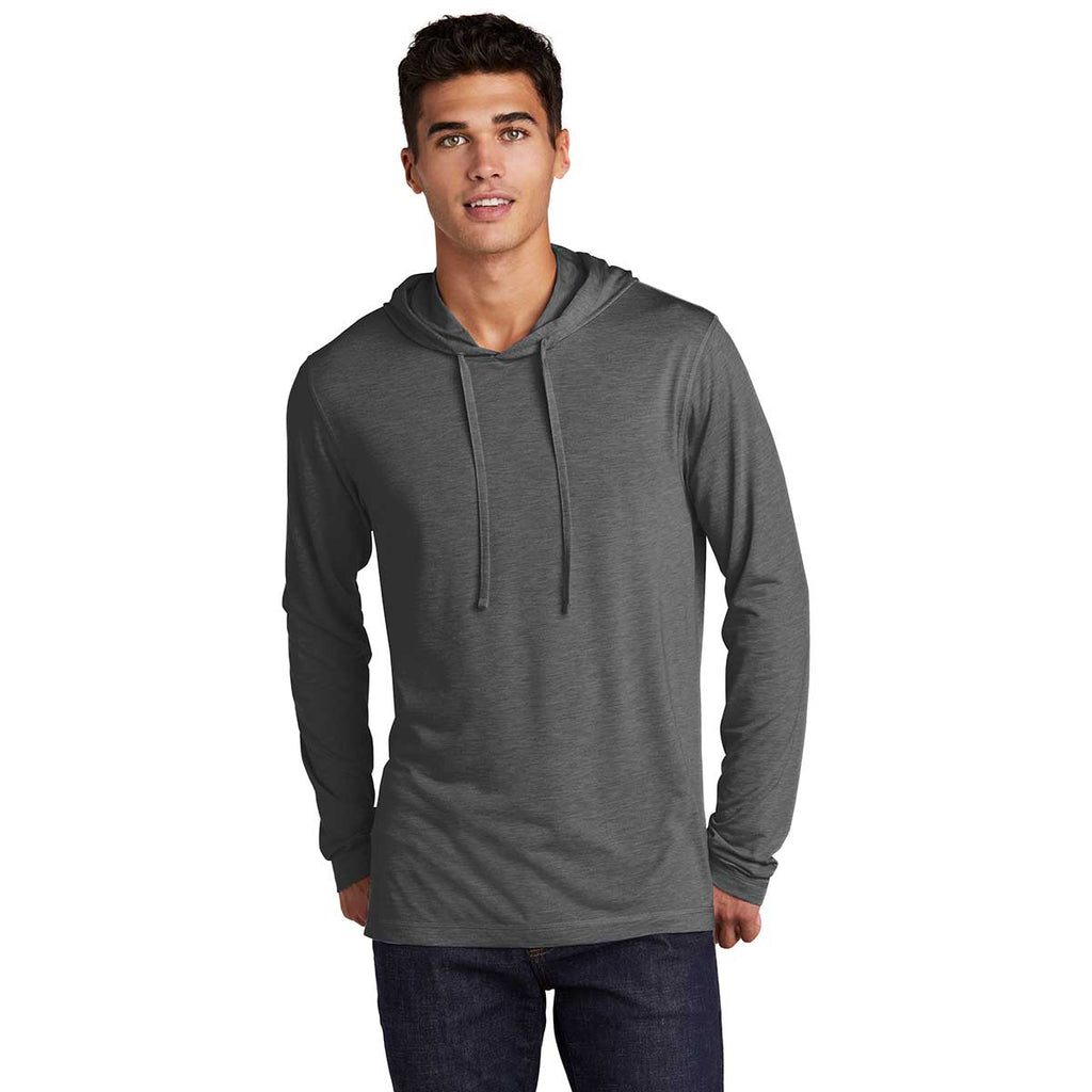 Sport-Tek Men's Dark Grey Heather Posicharge Tri-Blend Wicking Long Sleeve Hoodie