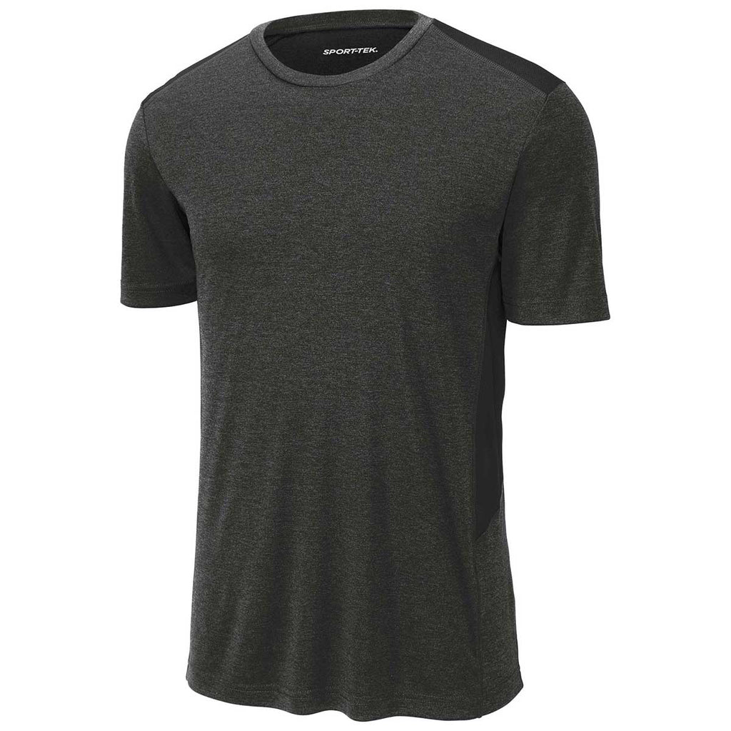 Sport-Tek Men's Black Heather/Black Endeavor Short Sleeve Tee