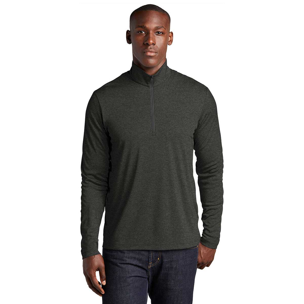 Sport-Tek Men's Black Heather Endeavor 1/4 Zip Pullover