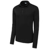 Sport-Tek Men's Black Posi-UV Pro Long Sleeve Polo