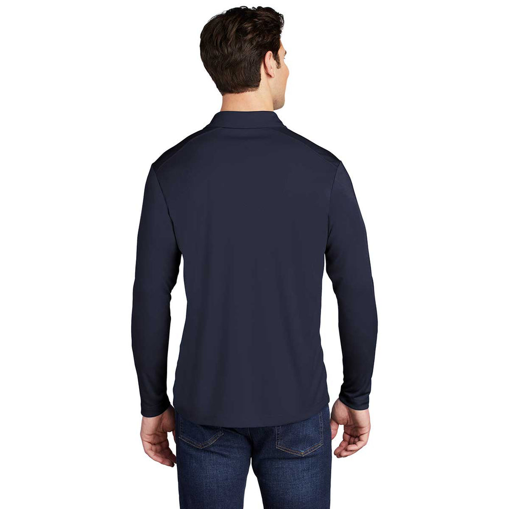 Sport-Tek Men's True Navy Posi-UV Pro Long Sleeve Polo