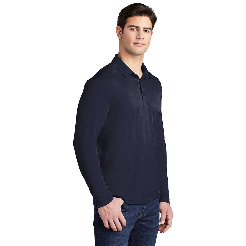 Sport-Tek Men's True Navy Posi-UV Pro Long Sleeve Polo