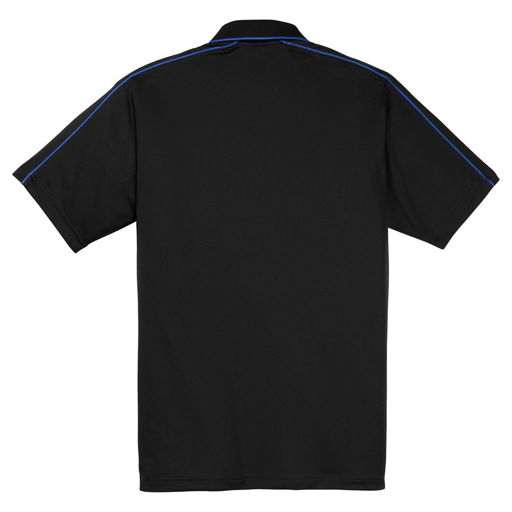 Sport-Tek Men's Black/True Royal Micropique Sport-Wick Piped Polo