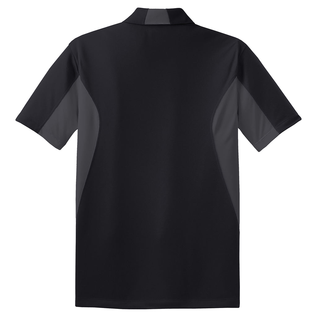 Sport-Tek Men's Black/ Iron Grey Side Blocked Micropique Sport-Wick Polo