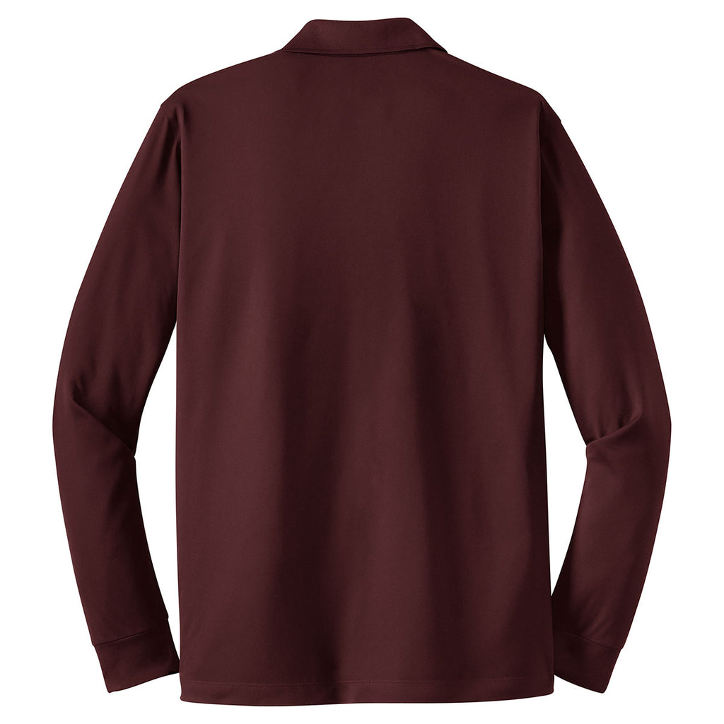 Sport-Tek Men's Maroon Long Sleeve Micropique Sport-Wick Polo