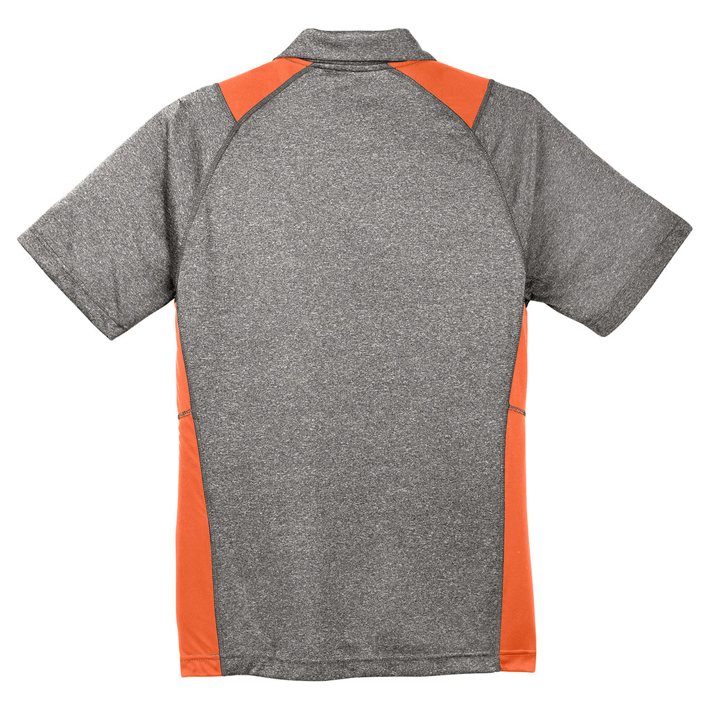 Sport-Tek Men's Vintage Heather/Deep Orange Heather Colorblock Contender Polo