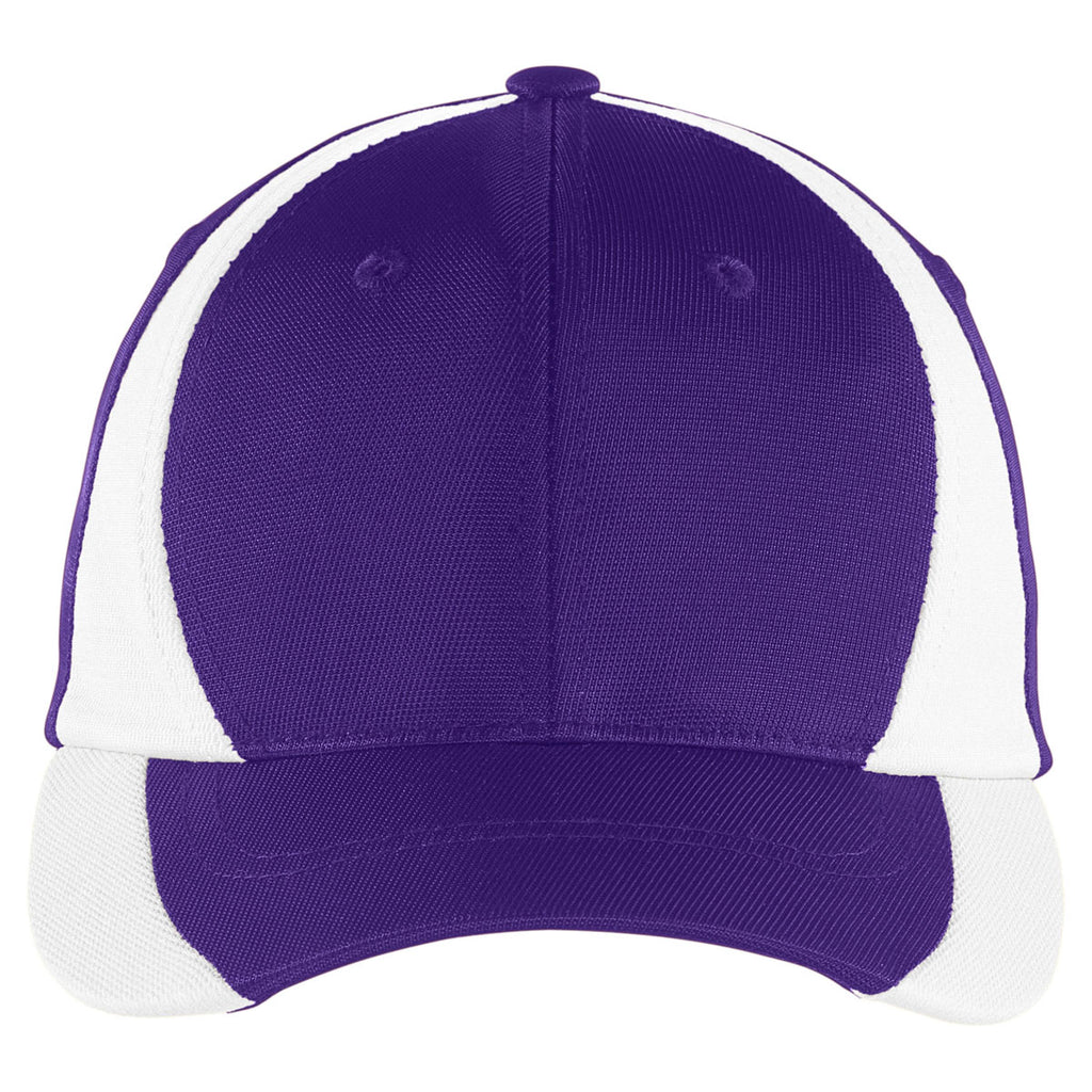 Sport-Tek Purple/White Dry Zone Nylon Colorblock Cap