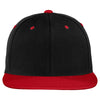 Sport-Tek Black/True Red Flat Bill Snapback Cap