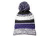 Sport-Tek Purple/Black/White Pom Pom Team Beanie