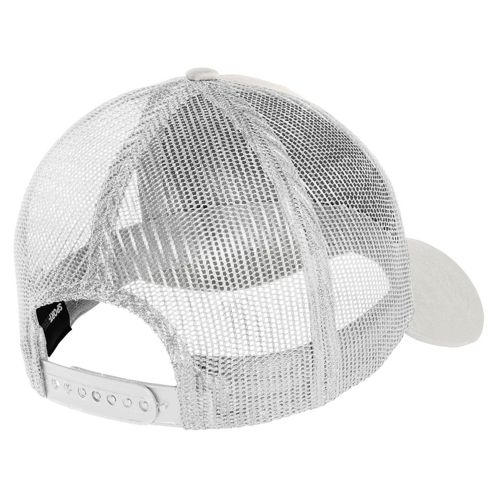 Sport-Tek Silver/White PosiCharge Competitor Mesh Back Cap