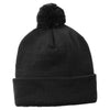 Sport-Tek Black Solid Pom Pom Beanie