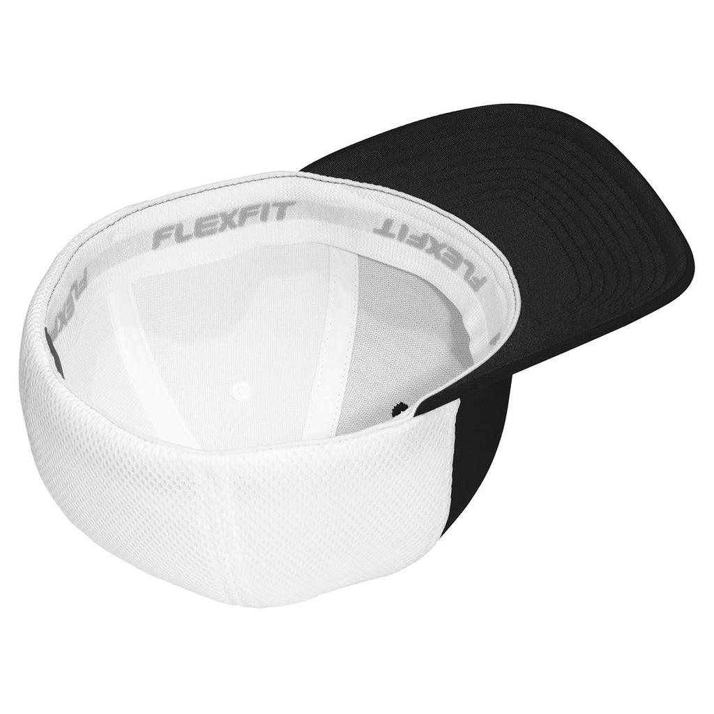 Sport-Tek Black/White Flexfit Air Mesh Back Cap